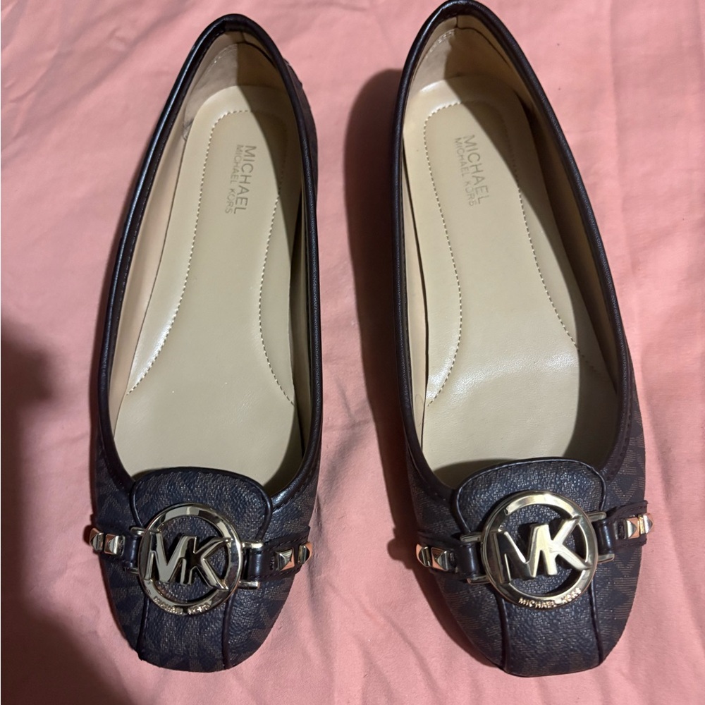 Michael Kors Dark Brown Loafers with Gold Accents
